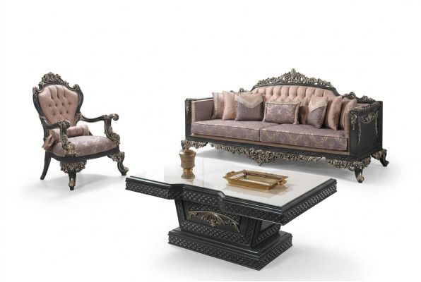 Ensemble de canapé complet de luxe en tissu marron canapé rembourré