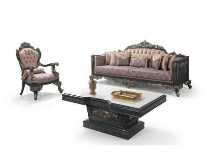 Ensemble de canapé complet de luxe en tissu marron canapé rembourré