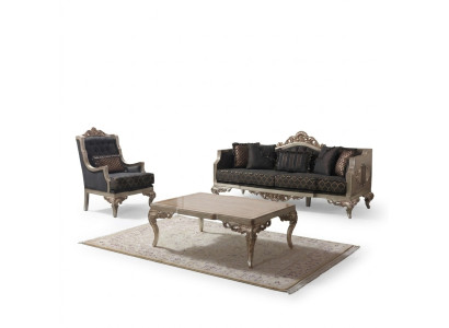 Salle de séjour Ensemble de canapé Canapé rembourré Canapé Chesterfield Ensemble Gris en tissu