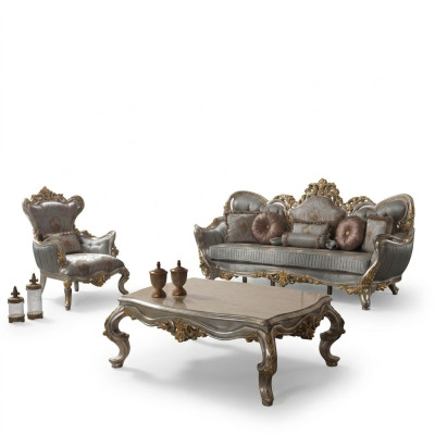 Ensemble de canapé de luxe complet, ensemble de canapé gris canapé en tissu rembourré