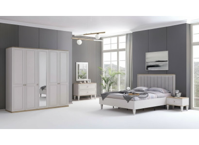 Meubles de chambre à coucher complets Lits modernes en bois 6 pièces Chambre gris