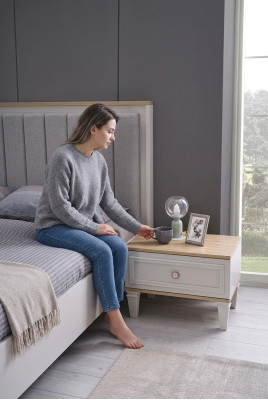 Groupe Table de chevet Consoles Bois Côté Chambre Gris Table de nuit