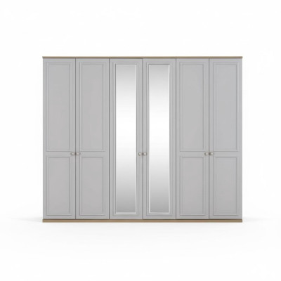 Armoire de chambre Armoire Armoire Gris Bois Miroir 6 portes