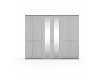 Armoire de chambre Armoire Armoire Gris Bois Miroir 6 portes