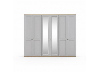 Armoire de chambre Armoire Armoire Gris Bois Miroir 6 portes
