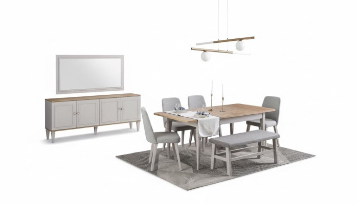 Ensemble de salle à manger Mobilier de salle à manger Ensemble de 8 pièces Salle à manger Table de salle à manger Chaises Bois Gris