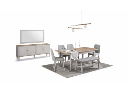 Ensemble de salle à manger Mobilier de salle à manger Ensemble de 8 pièces Salle à manger Table de salle à manger Chaises Bois Gris