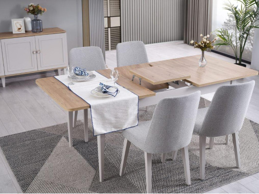 Mobilier de salle à manger Ensemble de salle à manger Salle à manger Table de salle à manger Chaises Bois Gris Ensemble 9 pièces