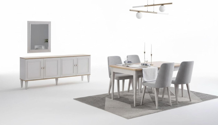 Mobilier de salle à manger Ensemble de salle à manger Salle à manger Table de salle à manger Chaises Bois Gris Ensemble 9 pièces