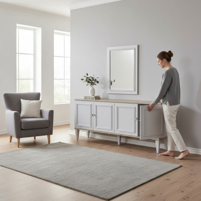 Suite Buffet avec miroir Buffet Commodes Salle à manger Bois Gris