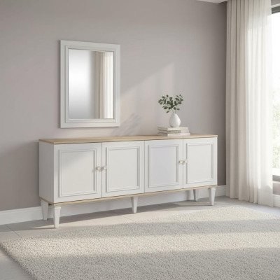 Suite Buffet avec miroir Buffet Commodes Salle à manger Bois Gris