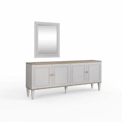 Suite Buffet avec miroir Buffet Commodes Salle à manger Bois Gris