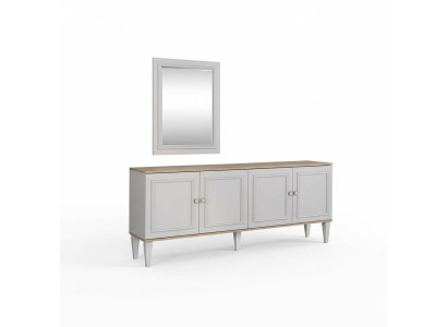 Suite Buffet avec miroir Buffet Commodes Salle à manger Bois Gris
