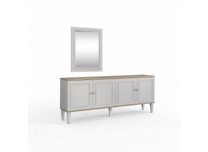Suite Buffet avec miroir Buffet Commodes Salle à manger Bois Gris