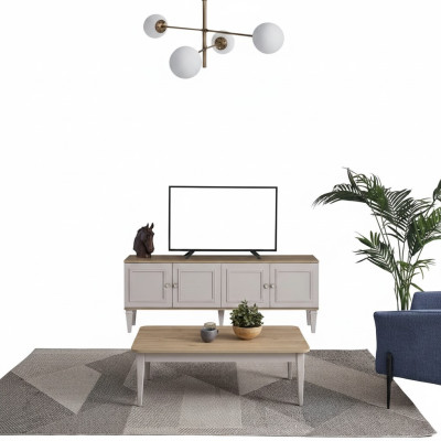 Meuble TV Armoire TV Buffet Bas Salon Gris en Bois Buffet Moderne