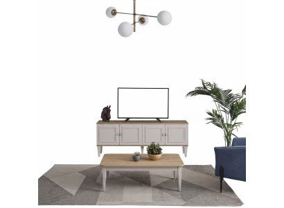 Meuble TV Armoire TV Buffet Bas Salon Gris en Bois Buffet Moderne