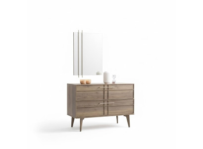 Commode avec miroir Console Chambre Bois Marron Ensemble 2 pièces Moderne