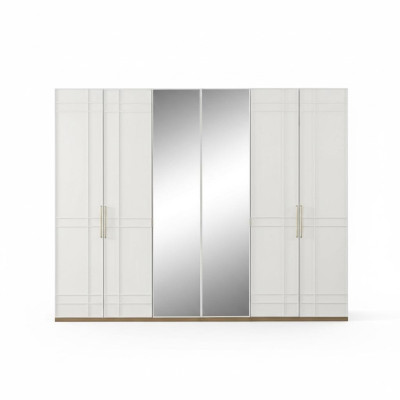 Armoires Vêtements Armoire Blanc Bois Miroir 6 portes neuf