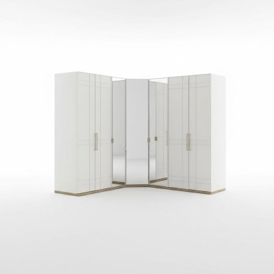 Armoire d'angle Armoire Armoires Blanc Bois Miroir 7 portes Grand