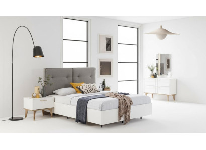 Chambre Suite Lit double Complet et Lit Tissu blanc 3 pièces Moderne