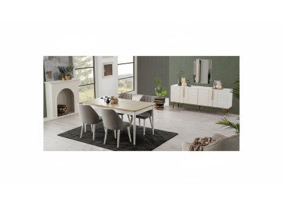 Ensemble de salle à manger Mobilier de salle à manger Ensemble 9 pièces Salle à manger Table de salle à manger Chaises Bois Blanc