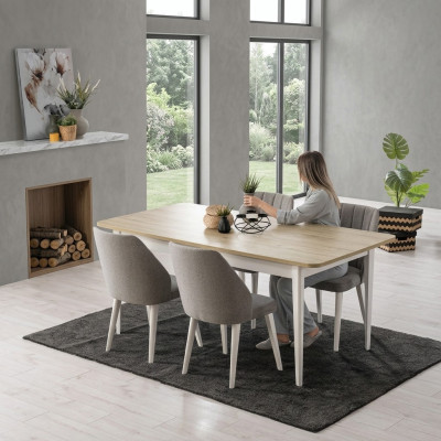 Set de salle à manger Suite Salle à manger Table de salle à manger Ensemble de 7 pièces Salle à manger Blanc Bois