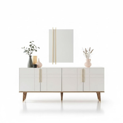 Bahut Suite Bahut avec miroir Commodes Salle à manger Bois Blanc