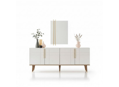 Bahut Suite Bahut avec miroir Commodes Salle à manger Bois Blanc