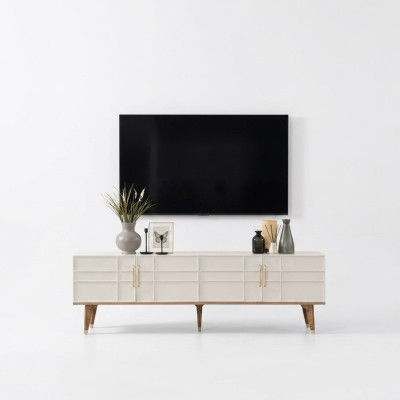 Meuble TV bas Buffet moderne Armoire blanche en bois pour salon