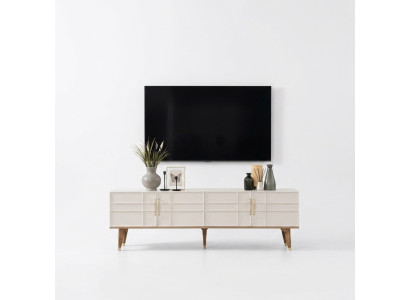 Meuble TV bas Buffet moderne Armoire blanche en bois pour salon