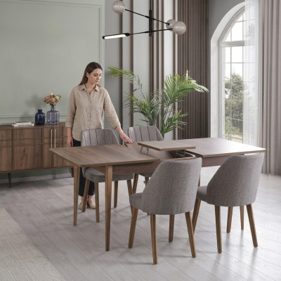 Set de salle à manger complet moderne Ensemble de salle à manger Table à manger Set de salle à manger 7 pièces Salle à manger Bois brun