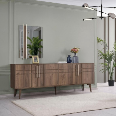 Suite Buffet avec miroir Commode en bois Marron Salle à manger