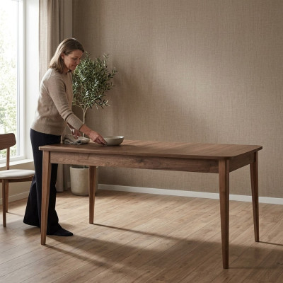 Table à manger Table Table Bois Brun Extensible 160 cm Salle à manger