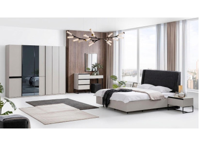 Suite de chambre Lit double Lit Tables de chevet Bois Ensemble 7 pièces Blanc