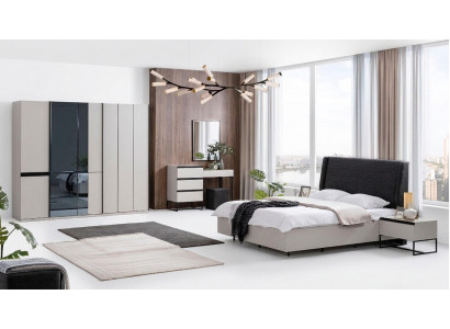 Suite de chambre Lit double Lit Tables de chevet Bois Ensemble 7 pièces Blanc