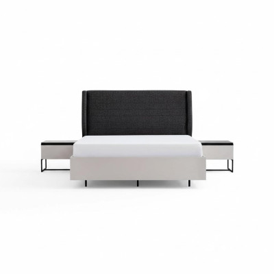 Meubles de chambre complète Lit double Bois 3 pièces Design Blanc Ensemble de lit