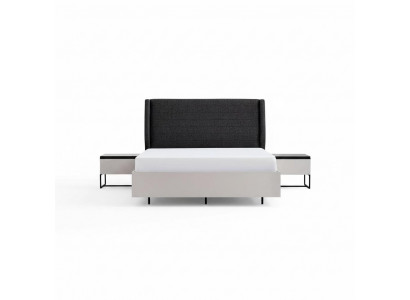 Meubles de chambre complète Lit double Bois 3 pièces Design Blanc Ensemble de lit