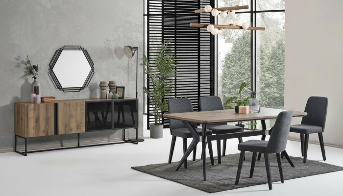 Luxus-Esszimmer-Set Esszimmer Esstisch Set 9-teilig Esszimmer Braun Holztisch