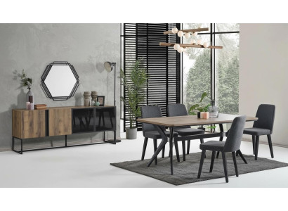 Luxus-Esszimmer-Set Esszimmer Esstisch Set 9-teilig Esszimmer Braun Holztisch