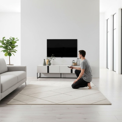 Bahut Meuble de télévision Armoire Meuble TV Table basse Salon Blanc Bois Moderne