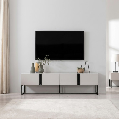 Bahut Meuble de télévision Armoire Meuble TV Table basse Salon Blanc Bois Moderne