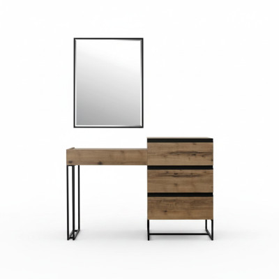 Coiffeuse Table de maquillage Console Commode Miroir Ensemble 2 pièces marron