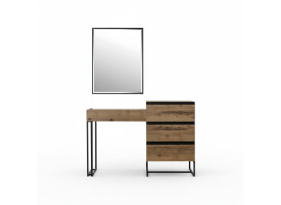 Coiffeuse Table de maquillage Console Commode Miroir Ensemble 2 pièces marron