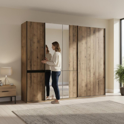 Armoires Armoires penderies Armoire de luxe Marron Bois Miroir Grand