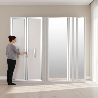 Conception de placards de luxe Armoire Miroir Grand Bois Blanc Moderne