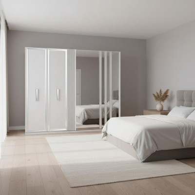 Conception de placards de luxe Armoire Miroir Grand Bois Blanc Moderne