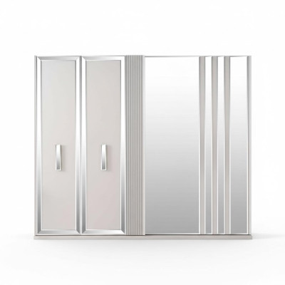 Conception de placards de luxe Armoire Miroir Grand Bois Blanc Moderne