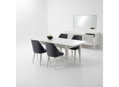 Table à manger extensible Ensemble de salle à manger moderne Ensemble de salle à manger 9 pièces Bois gris