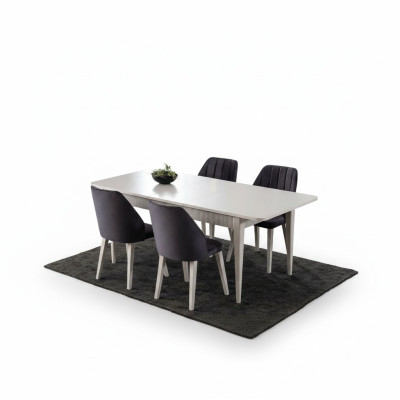 Ensemble de salle à manger Table à manger extensible Ensemble de salle à manger moderne 7 pièces en bois gris