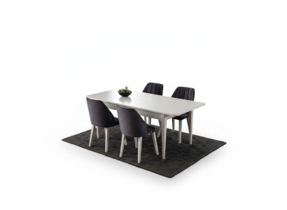 Ensemble de salle à manger Table à manger extensible Ensemble de salle à manger moderne 7 pièces en bois gris